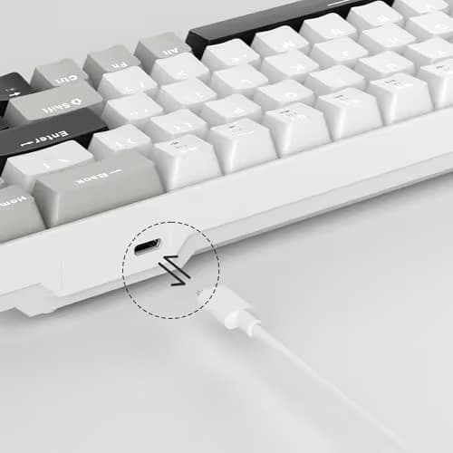 MageGee Portable 60% Mechanical Gaming Keyboard, MK-Box LED White Backlit Compact 68 Keys Mini Wired Office Keyboard with Red Switch for Windows Laptop PC Mac - Grey image