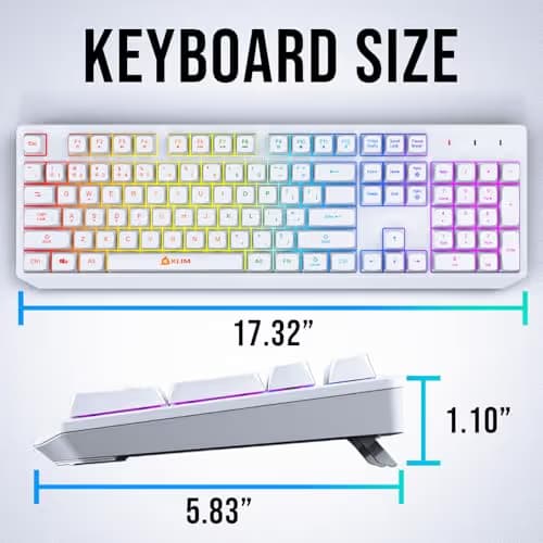 KLIM Chroma White Wireless Keyboard – RGB Backlit, Rechargeable Battery, Wireless Keyboard with Water-Resistant Durable Design, Compatible with PC, Mac, PS4, PS5 image