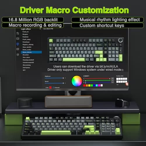 AULA F99 Pro Wireless Mechanical Keyboard with Knob,Creamy Sound,Tri-Mode BT5.0/USB-C/2.4GHz Hot Swappable Keyboard,Gasket Structure,RGB Backlit Computer Gaming Keyboards image