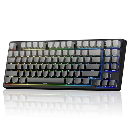 Kisnt KN85 Wireless Mechanical Gaming Keyboard, 75% Layout with RGB Backlit, Custom Hot Swappable, Creamy Sound, Bluetooth/2.4GHz/USB-C Compatible with Windows/Mac/PC(Gradient Gray, Side Printed) image