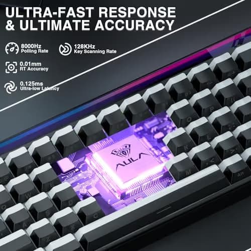 AULA Hero 68 HE 60% Gaming Keyboard Wired, Hall Effect Magnetic Switch Keyboard with 8K Hz Polling Rate, Side Printed PBT Keycaps, RGB Backlit Light Box, Customizable Web Software for PC/Mac Gamers image