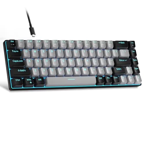 MageGee Portable 60% Mechanical Gaming Keyboard, MK-Box LED Backlit Compact 68 Keys Mini Wired Office Keyboard with Blue Switch for Windows Laptop PC Mac - Grey/Black main image