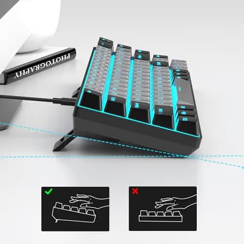 MageGee Portable 60% Mechanical Gaming Keyboard, MK-Box LED Backlit Compact 68 Keys Mini Wired Office Keyboard with Blue Switch for Windows Laptop PC Mac - Grey/Black image