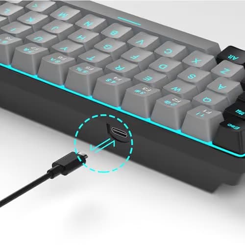 MageGee Portable 60% Mechanical Gaming Keyboard, MK-Box LED Backlit Compact 68 Keys Mini Wired Office Keyboard with Blue Switch for Windows Laptop PC Mac - Grey/Black image