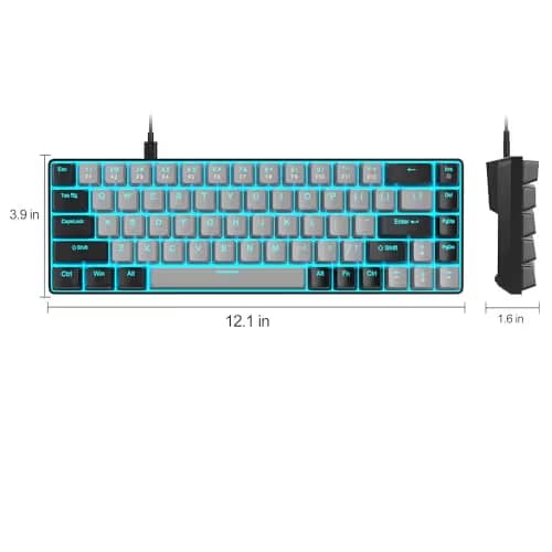 MageGee Portable 60% Mechanical Gaming Keyboard, MK-Box LED Backlit Compact 68 Keys Mini Wired Office Keyboard with Blue Switch for Windows Laptop PC Mac - Grey/Black image