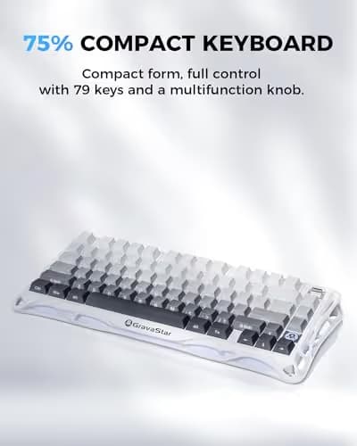 GravaStar Mercury K1 75% Wireless Mechanical Gaming Keyboard, Aluminum Alloy Exoskeleton Design, Gasket Custom Keyboard Hot-Swap Socket, Linear Switches, RGB Backlit image