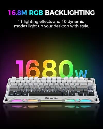 GravaStar Mercury K1 75% Wireless Mechanical Gaming Keyboard, Aluminum Alloy Exoskeleton Design, Gasket Custom Keyboard Hot-Swap Socket, Linear Switches, RGB Backlit image