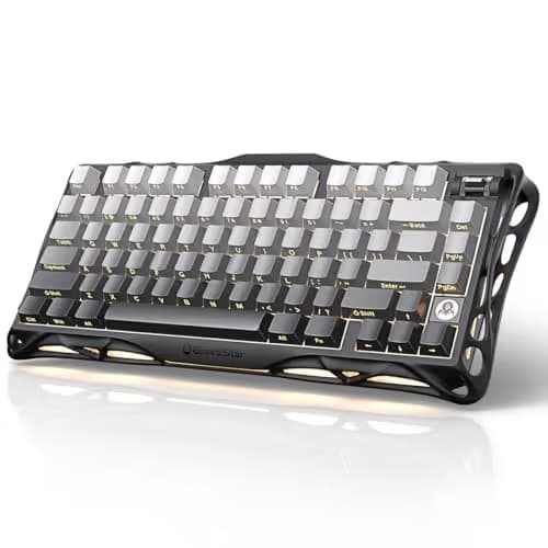 GravaStar Mercury K1 75% Wireless Mechanical Gaming Keyboard, Aluminum Alloy, Gasket Compact Custom Keyboard Hot-Swap Socket, Linear Switches, RGB Backlit - Gradient Black image