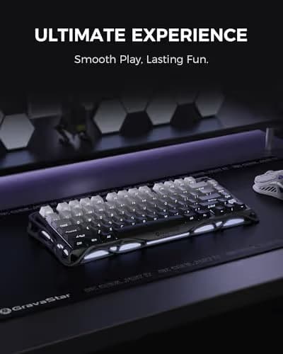 GravaStar Mercury K1 75% Wireless Mechanical Gaming Keyboard, Aluminum Alloy, Gasket Compact Custom Keyboard Hot-Swap Socket, Linear Switches, RGB Backlit - Gradient Black image