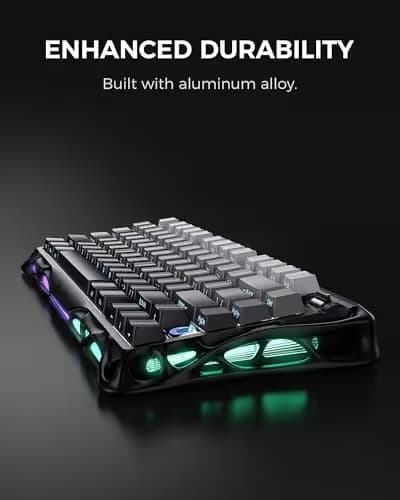 GravaStar Mercury K1 75% Wireless Mechanical Gaming Keyboard, Aluminum Alloy, Gasket Compact Custom Keyboard Hot-Swap Socket, Linear Switches, RGB Backlit - Gradient Black image
