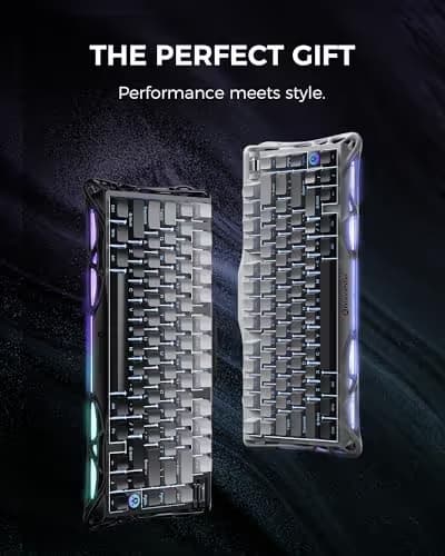 GravaStar Mercury K1 75% Wireless Mechanical Gaming Keyboard, Aluminum Alloy, Gasket Compact Custom Keyboard Hot-Swap Socket, Linear Switches, RGB Backlit - Gradient Black image