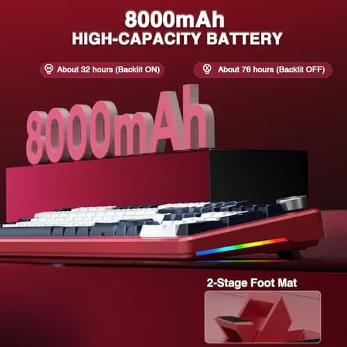 AULA F108 PRO - Wireless Mechanical Keyboard with Screen&Knob,Hot Swappable Gaming Keyboard with 8000mAh Battery,Pre-lubed Switches,RGB Backlit,PBT Keycaps Creamy Sounding Computer Keyboards,104 Keys image