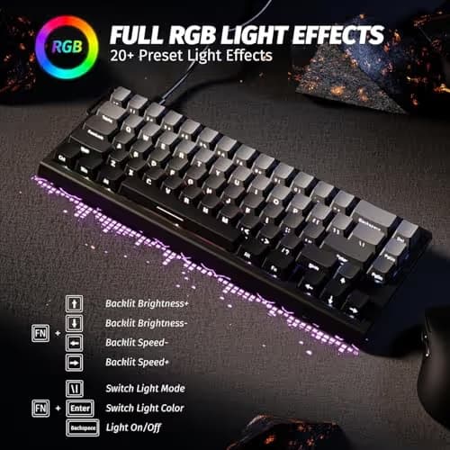 ATTACK SHARK X68 HE Rapid Trigger Mechanical Gaming Keyboard 60% Wired TKL with Adjustable Actuation,Hall Effect Magnetic Switch,8KHz Polling Rate,RGB Backlit,Top Mount,Side Printed Keycap(Moonlight) image