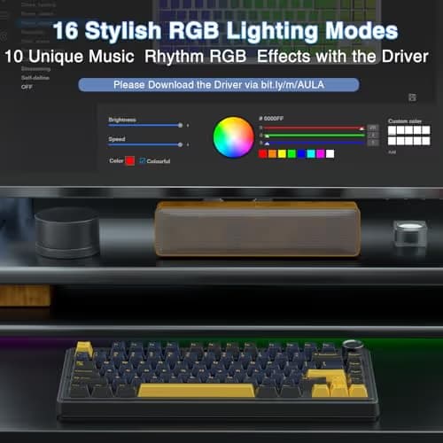 AULA F75 75% Wireless Mechanical Keyboard, Hot Swappable Creamy Keyboard, Pre-lubed Greywood Switches RGB Backlit Gaming Keyboards, 2.4GHz/Type-C/BT5.0(Cool Black) image