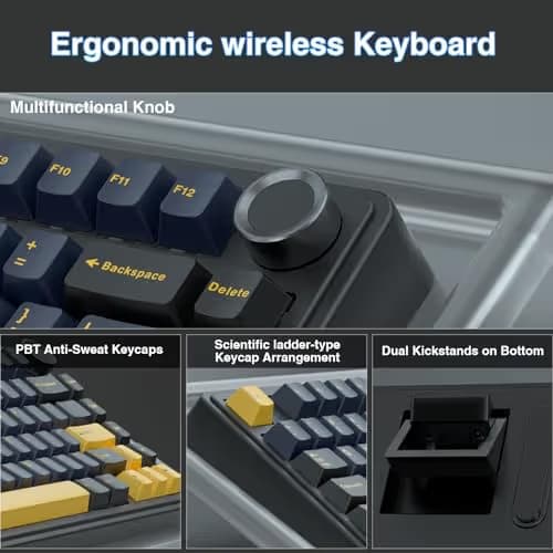 AULA F75 75% Wireless Mechanical Keyboard, Hot Swappable Creamy Keyboard, Pre-lubed Greywood Switches RGB Backlit Gaming Keyboards, 2.4GHz/Type-C/BT5.0(Cool Black) image