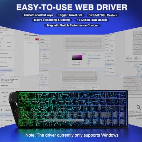 AULA WIN68 HE Mechanical Gaming Keyboard 60%, Hall Effect Magnetic Switch, Fast Trigger Mode Adjustable Actuation, 8000Hz Polling Rate, RGB Backlit, Small Wired Keyboard for Laptop/PC Gamer image