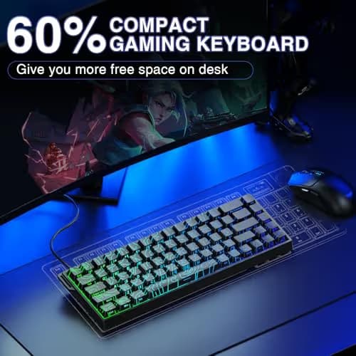 AULA WIN68 HE Mechanical Gaming Keyboard 60%, Hall Effect Magnetic Switch, Fast Trigger Mode Adjustable Actuation, 8000Hz Polling Rate, RGB Backlit, Small Wired Keyboard for Laptop/PC Gamer image