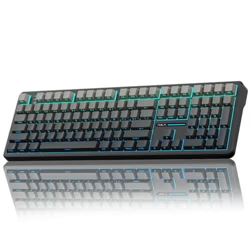 AULA F108 Wireless Mechanical Keyboard, Full Size Gaming Keyboard with Number Pad, Side Printed PBT Keycaps, Pre-lubed Switches, RGB Backlit, Hot Swappable Creamy Sounding Computer Keyboards, 108 keys image