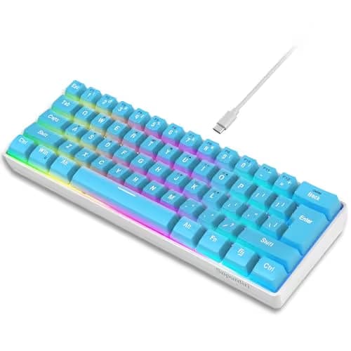 Snpurdiri 60% Wired Gaming Keyboard, Small Ultra-Compact 61 Keys RGB Backlit 60 Percent Gaming Keyboard for PC/Mac Gamer, Typist, Travel, Easy to Carry on Business Trip (Blue) main image