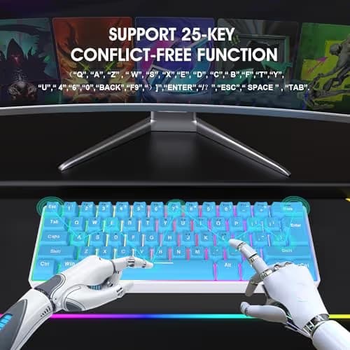 Snpurdiri 60% Wired Gaming Keyboard, Small Ultra-Compact 61 Keys RGB Backlit 60 Percent Gaming Keyboard for PC/Mac Gamer, Typist, Travel, Easy to Carry on Business Trip (Blue) image