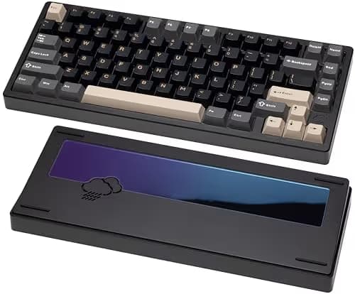 KEEBMONKEY WOBKEY Rainy 75 CNC Aluminum HMX/JWK/Cocoa Switches Triple-Mode Connectivity Mechanical Keyboard with Superior Acoustics, RGB/PP/Gradient Glass/3500mAh/Violet Switch (Standard - Black) main image