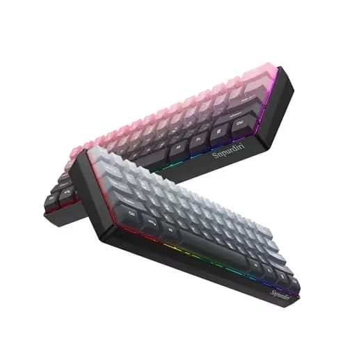 Snpurdiri 60% Wired Gaming Keyboard, 61 Keys RGB Backlit Ultra-Compact Small Gaming Keyboard, for PC/Mac Gamer, Typist, Travel, Easy to Carry on Business Trip (Grey-Black) image