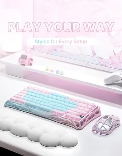 GravaStar Mercury K1 Lite 75% Gaming Keyboard, 2.4GHz/BT/Wired Tri-Mode Wireless Keyboard, Gasket Hot Swappable Mechanical Keyboard, Pre-lubed Linear Switches, Jelly Keycaps, RGB Backlit (Aurora Mist) image