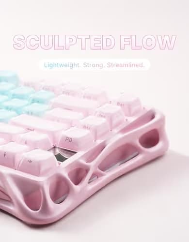 GravaStar Mercury K1 Lite 75% Gaming Keyboard, 2.4GHz/BT/Wired Tri-Mode Wireless Keyboard, Gasket Hot Swappable Mechanical Keyboard, Pre-lubed Linear Switches, Jelly Keycaps, RGB Backlit (Aurora Mist) image
