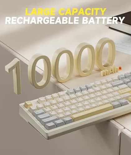 SOLAKAKA KI99 Pro 96% Wireless Gaming Keyboard, RGB Creamy Keyboardw with Knob, Hot-Swappable Pre-Lubed Switches, Gasket Structure Mechanical Keyboards (Beige-White, Non-Silent Version) image