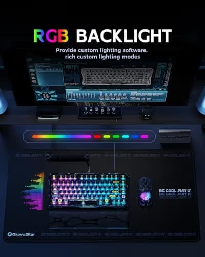 GravaStar Mercury K1 Lite 75% Gaming Keyboard, 2.4GHz/BT/Wired Tri-Mode Wireless Keyboard, Gasket Hot Swappable Mechanical Keyboard, Pre-lubed Linear Switches, RGB Backlit (Transparent Black) image