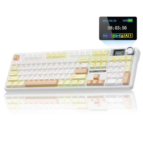 AULA F108 PRO - Wireless Mechanical Keyboard with Screen&Knob,Hot Swappable Gaming Keyboard with 8000mAh Battery,Pre-lubed Switches,RGB Backlit,PBT Keycaps Creamy Sounding Computer Keyboards,104 Keys main image