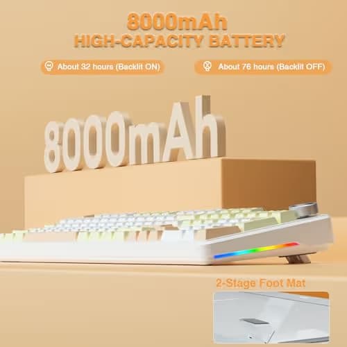 AULA F108 PRO - Wireless Mechanical Keyboard with Screen&Knob,Hot Swappable Gaming Keyboard with 8000mAh Battery,Pre-lubed Switches,RGB Backlit,PBT Keycaps Creamy Sounding Computer Keyboards,104 Keys image