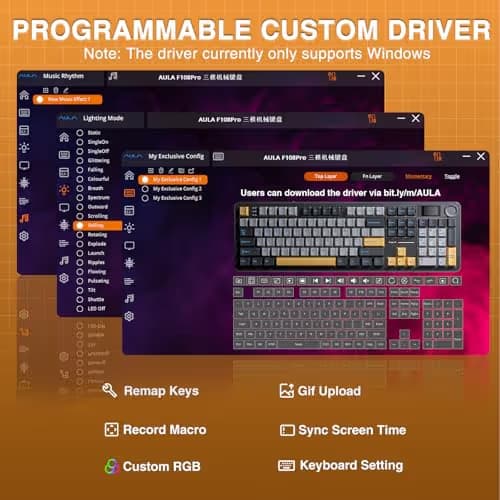 AULA F108 PRO - Wireless Mechanical Keyboard with Screen&Knob,Hot Swappable Gaming Keyboard with 8000mAh Battery,Pre-lubed Switches,RGB Backlit,PBT Keycaps Creamy Sounding Computer Keyboards,104 Keys image