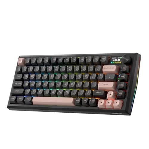 Redragon K720 Wireless CNC Gasket Gaming Keyboard w/Hype Screen & Knob, 81 Keys Mechanical Keyboard, Smart 1.14’’ TFT Info Display, 5-Layer Noise Dampening, Custom Linear Switch, Dawn Sakura Color image
