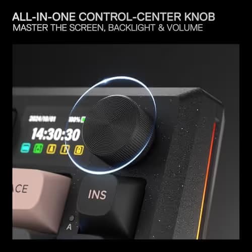 Redragon K720 Wireless CNC Gasket Gaming Keyboard w/Hype Screen & Knob, 81 Keys Mechanical Keyboard, Smart 1.14’’ TFT Info Display, 5-Layer Noise Dampening, Custom Linear Switch, Dawn Sakura Color image
