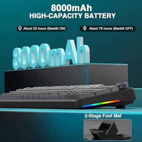 AULA F108 PRO - Wireless Mechanical Keyboard with Screen & Knob,Full Size Keyboard with 8000mAh Battery,Pre-lubed Switches,Side Printed PBT Keycaps,RGB Backlit Hot Swappable Custom Gaming Keyboards image