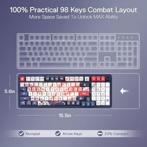 Redragon K686 PRO SE 98 Keys Wireless Gasket RGB Gaming Keyboard, 3-Mode Anime Mechanical Keyboard w/Hot-Swap Socket, Dedicated Knob Control & 5-Layer Noise Dampening, Custom Hi-Fi Linear Switch image