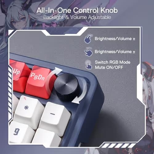 Redragon K686 PRO SE 98 Keys Wireless Gasket RGB Gaming Keyboard, 3-Mode Anime Mechanical Keyboard w/Hot-Swap Socket, Dedicated Knob Control & 5-Layer Noise Dampening, Custom Hi-Fi Linear Switch image