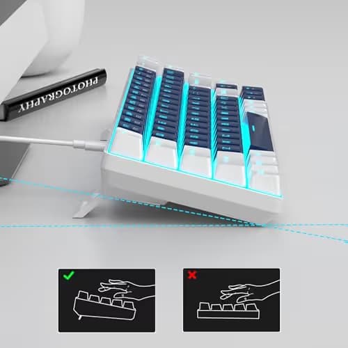 MageGee Portable 60% Mechanical Gaming Keyboard, MK-Box LED Backlit Compact 68 Keys Mini Wired Office Keyboard with Blue Switch for Windows Laptop PC Mac - Blue/White image