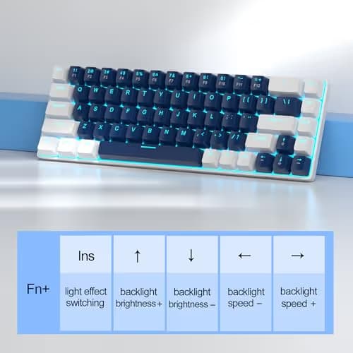 MageGee Portable 60% Mechanical Gaming Keyboard, MK-Box LED Backlit Compact 68 Keys Mini Wired Office Keyboard with Blue Switch for Windows Laptop PC Mac - Blue/White image