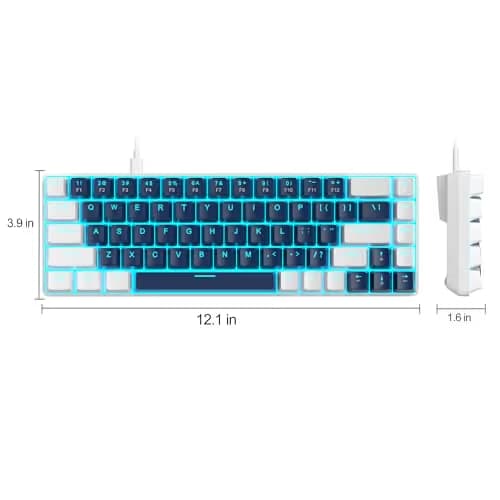 MageGee Portable 60% Mechanical Gaming Keyboard, MK-Box LED Backlit Compact 68 Keys Mini Wired Office Keyboard with Blue Switch for Windows Laptop PC Mac - Blue/White image