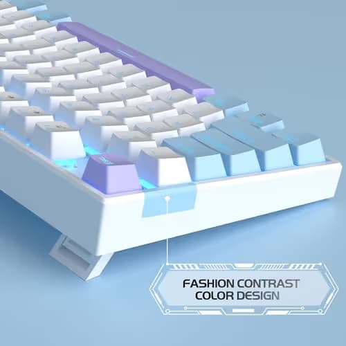 MageGee 75% Mechanical Gaming Keyboard, Red Switch, LED Blue Backlit, 87 Keys Compact TKL Wired Keyboards for Windows Laptop PC Gamer - White/Blue image