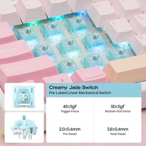 EPOMAKER TH108 PRO Full Size Mechanical Keyboard with Screen & Knob, Wireless Gaming Keyboard with 10000mAh, Creamy Gasket, Hot Swap, Custom Driver, RGB Backlight, NKRO (Pink, Creamy Jade) image