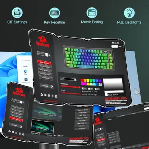Redragon K724 PRO Wireless Gasket Gaming Keyboard w/Hype Screen & Knob, 81-Key Mechanical Keyboard, Easy-Control 1.14’’ TFT Info Display, 5-Layer Noise Dampening, Custom Linear Switch, Dark Jade Color image
