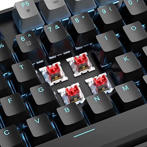 MageGee 75% Mechanical Gaming Keyboard, Red Switch, LED Blue Backlit, 87 Keys Compact TKL Wired Computer Keyboards for Windows Laptop PC Gamer - Black/Grey image