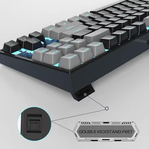 MageGee 75% Mechanical Gaming Keyboard, Red Switch, LED Blue Backlit, 87 Keys Compact TKL Wired Computer Keyboards for Windows Laptop PC Gamer - Black/Grey image