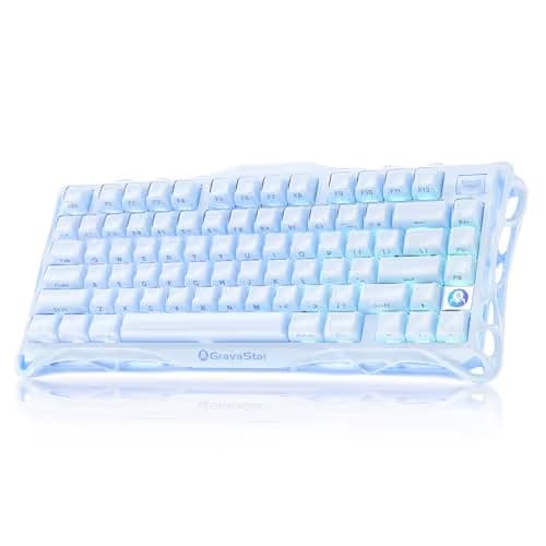 GravaStar Mercury K1 75% Blue Gaming Keyboard, Aluminum Alloy Mechanical Keyboard, Gasket Hot-Swap Socket, Linear Switches, RGB Backlit, Wireless Keyboard for Gaming, Office, and Gifts main image