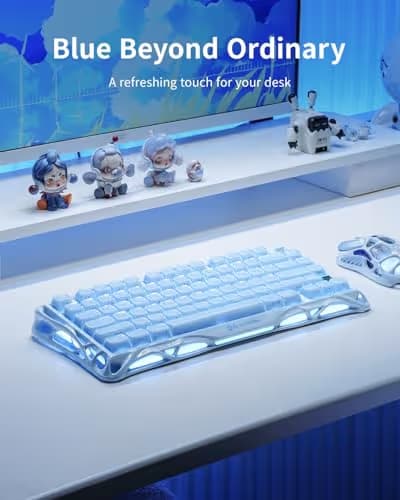 GravaStar Mercury K1 75% Blue Gaming Keyboard, Aluminum Alloy Mechanical Keyboard, Gasket Hot-Swap Socket, Linear Switches, RGB Backlit, Wireless Keyboard for Gaming, Office, and Gifts image