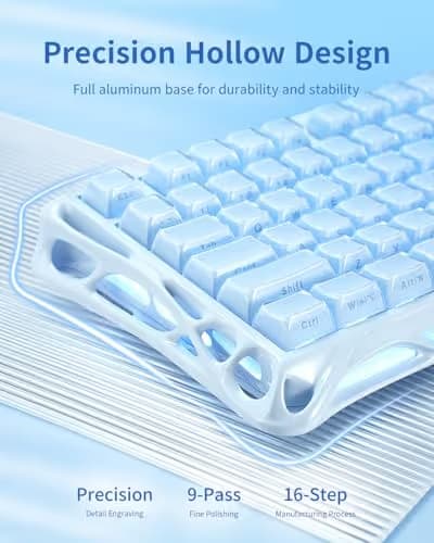GravaStar Mercury K1 75% Blue Gaming Keyboard, Aluminum Alloy Mechanical Keyboard, Gasket Hot-Swap Socket, Linear Switches, RGB Backlit, Wireless Keyboard for Gaming, Office, and Gifts image