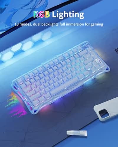 GravaStar Mercury K1 75% Blue Gaming Keyboard, Aluminum Alloy Mechanical Keyboard, Gasket Hot-Swap Socket, Linear Switches, RGB Backlit, Wireless Keyboard for Gaming, Office, and Gifts image